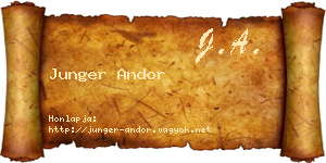 Junger Andor névjegykártya